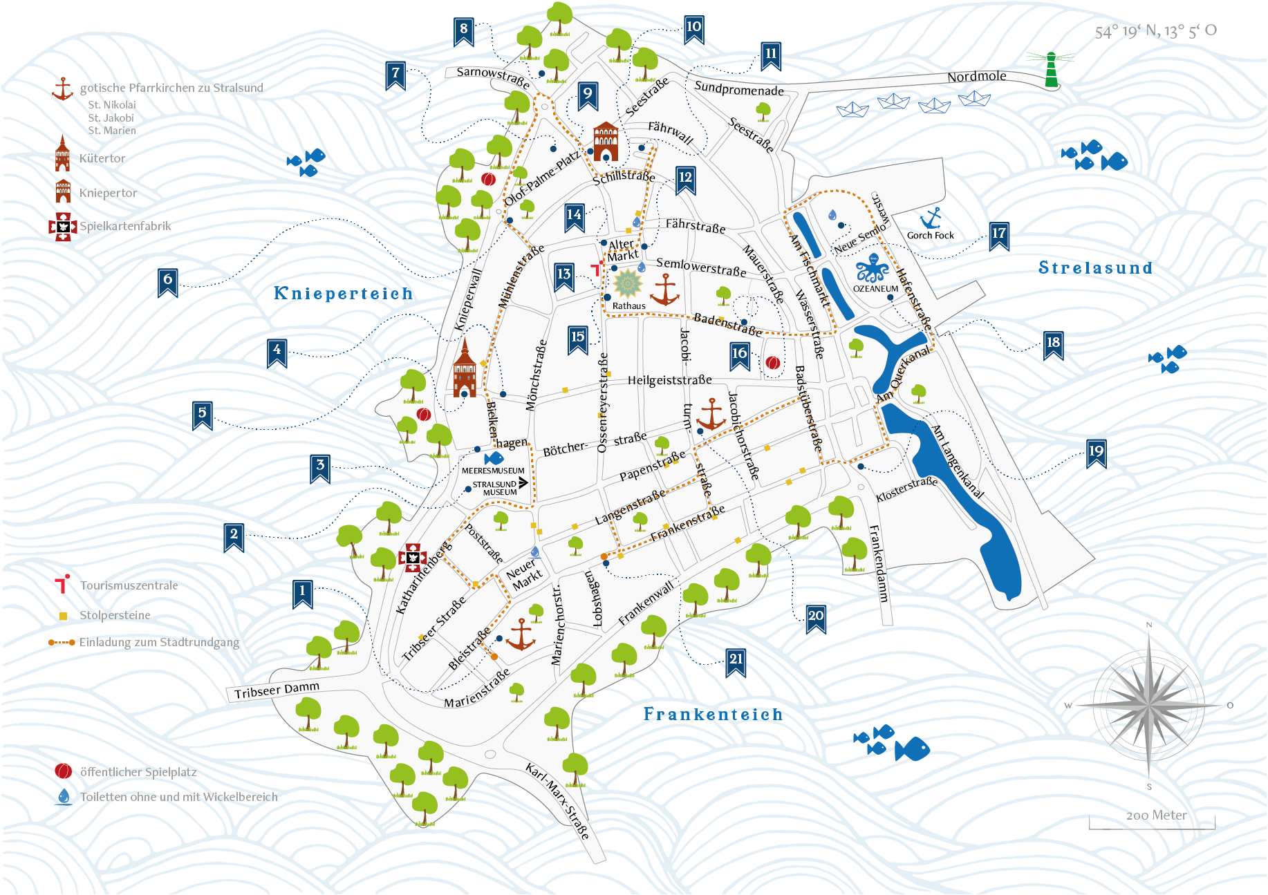 Stadtplan zum Gedächtnisspiel, Stralsunder Altstadt
